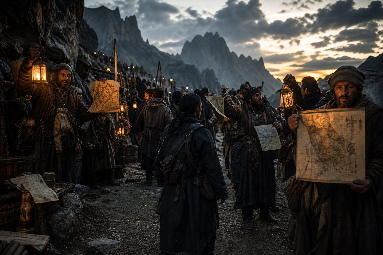 A crowded mountain path of people selling maps and promises.
